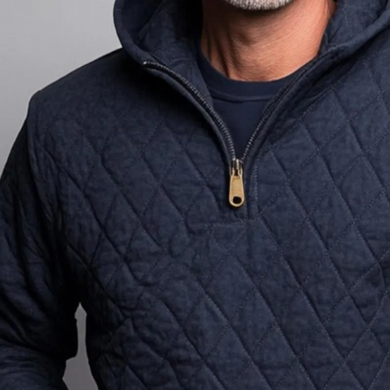 Men's Retro Casual Solid Color Diamond Zipper Hooded Sweatshirt 63598007TO sold by Manly product image thumbnail 3