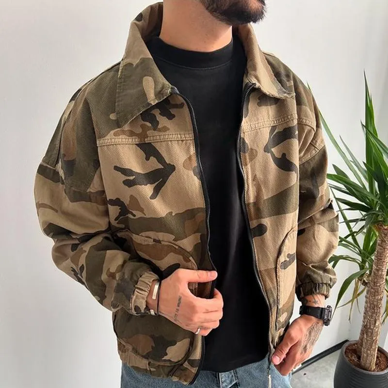 Men's Vintage Casual Camouflage Lapel Pocket Zipper Jacket 61229463TO sold by Manly product image thumbnail 2