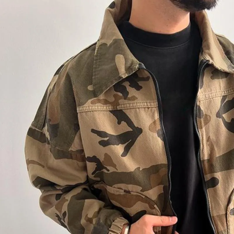 Men's Vintage Casual Camouflage Lapel Pocket Zipper Jacket 61229463TO sold by Manly product image thumbnail 3