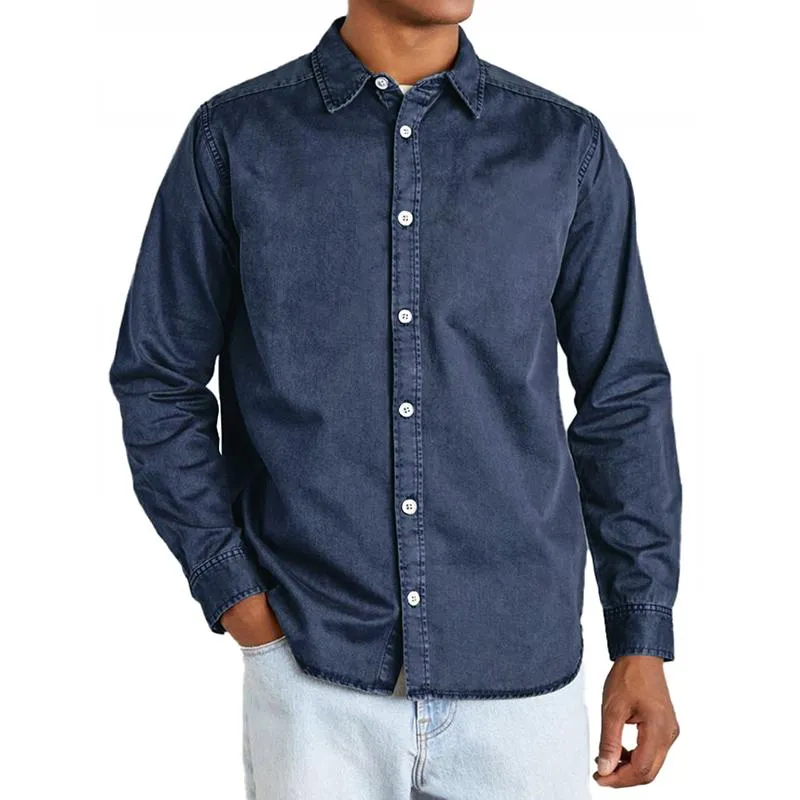 Men's Solid Color Lapel Long Sleeve Casual Shirt 10027268Z sold by Manly product image thumbnail 2