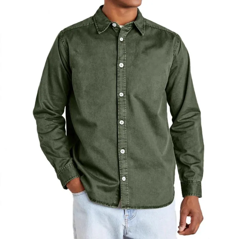 Men's Solid Color Lapel Long Sleeve Casual Shirt 10027268Z sold by Manly product image thumbnail 5