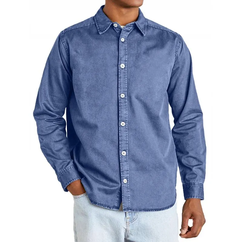 Men's Solid Color Lapel Long Sleeve Casual Shirt 10027268Z sold by Manly product image thumbnail 3
