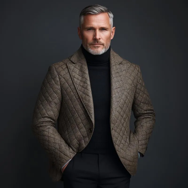 Men's Vintage Business Quilted Padded Single Breasted Blazer 10505511Y sold by Manly product image thumbnail 3