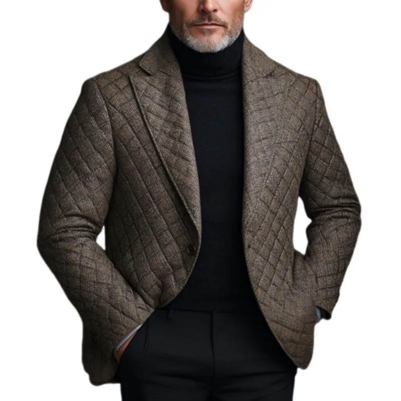 Men's Vintage Business Quilted Padded Single Breasted Blazer 10505511Y sold by Manly