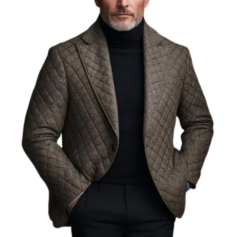 Men's Vintage Business Quilted Padded Single Breasted Blazer 10505511Y sold by Manly