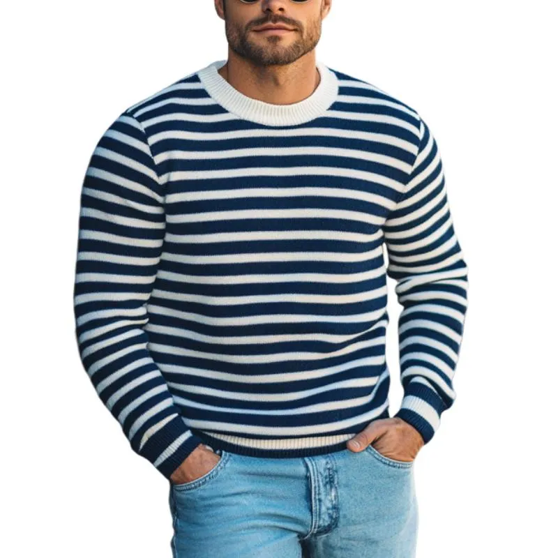 Men's Striped Knit Crew Neck Slim Fit Sweater 58710573Y sold by Manly