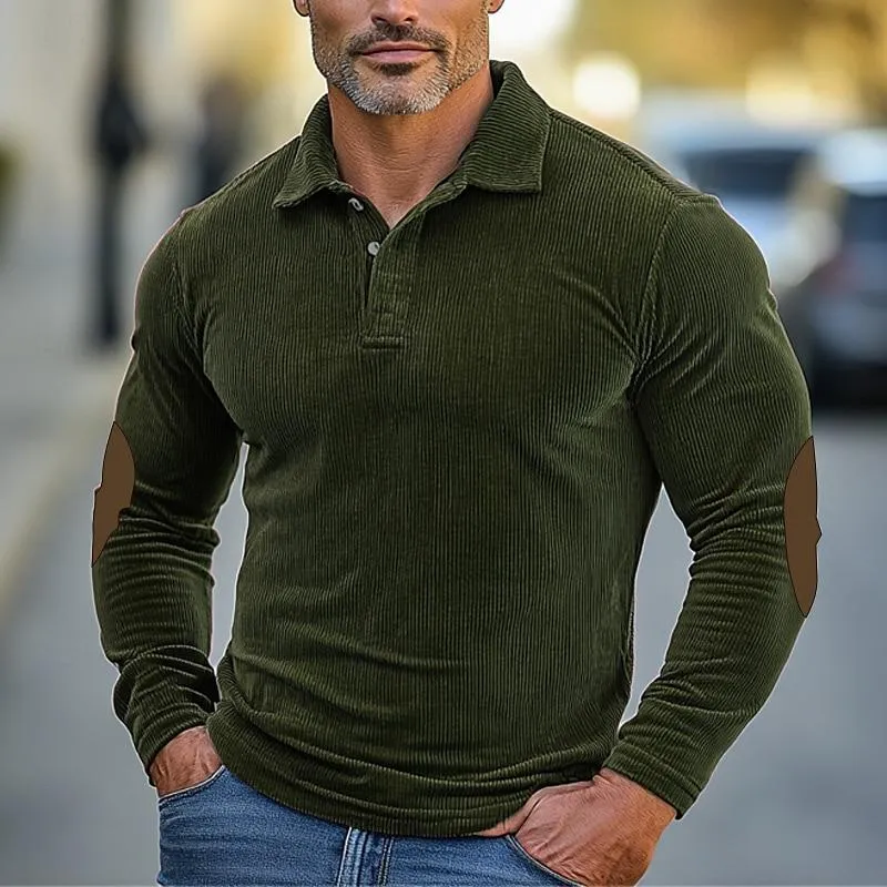 Men's Colorblock Corduroy Long Sleeve Polo Shirt 25050957Y sold by Manly product image thumbnail 2