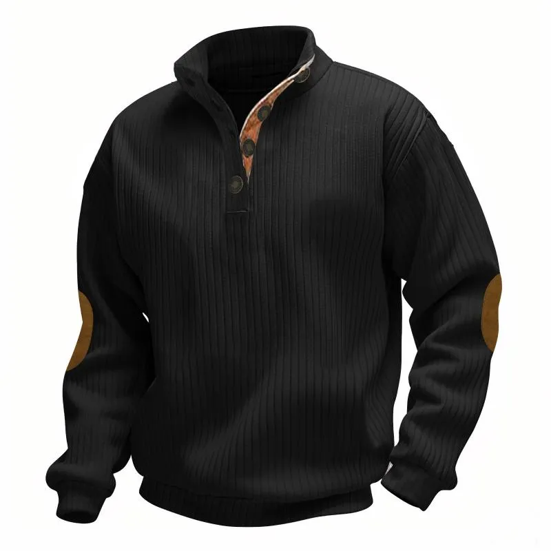 Men's Loose Striped Colorblock Button Stand Collar Sweatshirt 35002204Y sold by Manly product image thumbnail 4