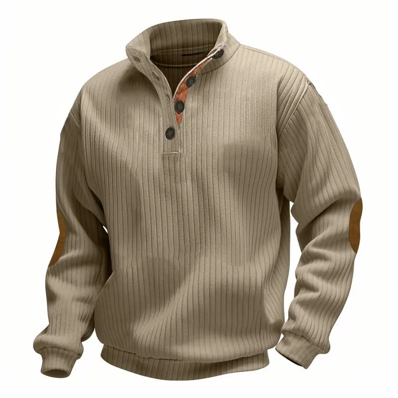 Men's Loose Striped Colorblock Button Stand Collar Sweatshirt 35002204Y sold by Manly product image thumbnail 3