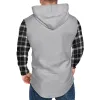 Men's Casual Check Color Block Button Hoodie 50430405Y sold by Manly