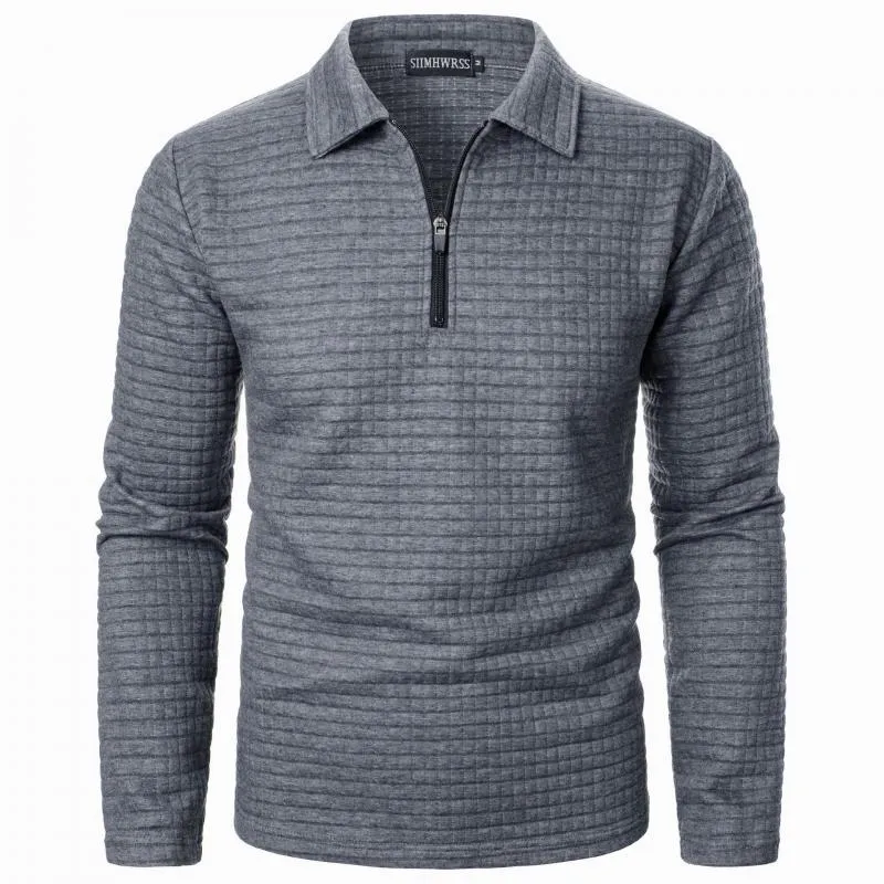 Men's Waffle Solid Half Zip Long Sleeve Lapel Sweatshirt 87830932Y sold by Manly product image thumbnail 2