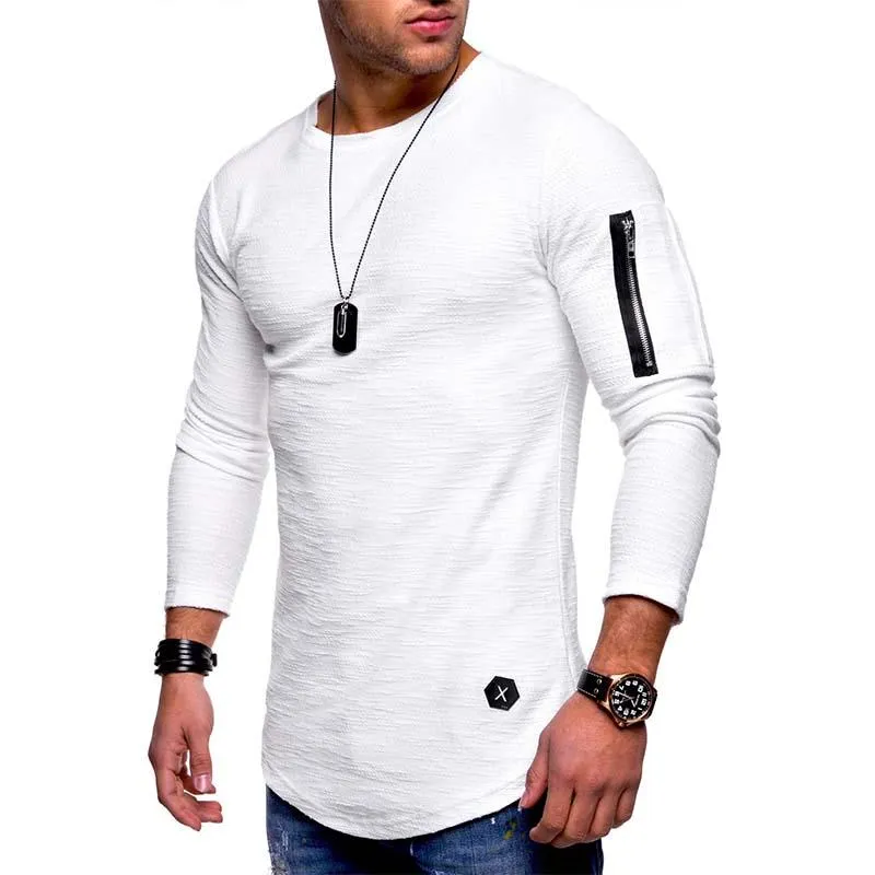 Men's Classic Casual Arm Zipper Solid Color Round Neck Long Sleeve T-Shirt 83700958K sold by Manly