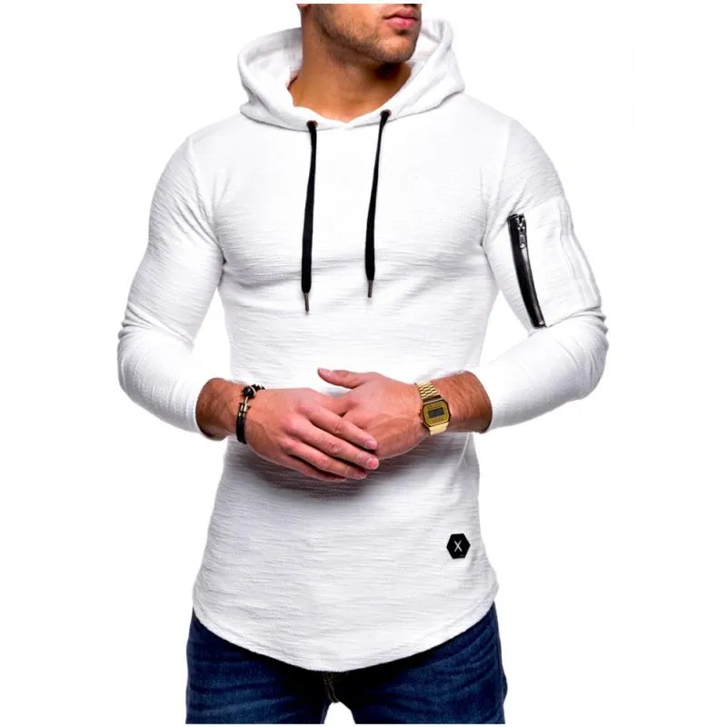 Men's Classic Casual Arm Zipper Solid Color Crew Neck Hooded Long Sleeve T-Shirt 86433370K sold by Manly product image thumbnail 3