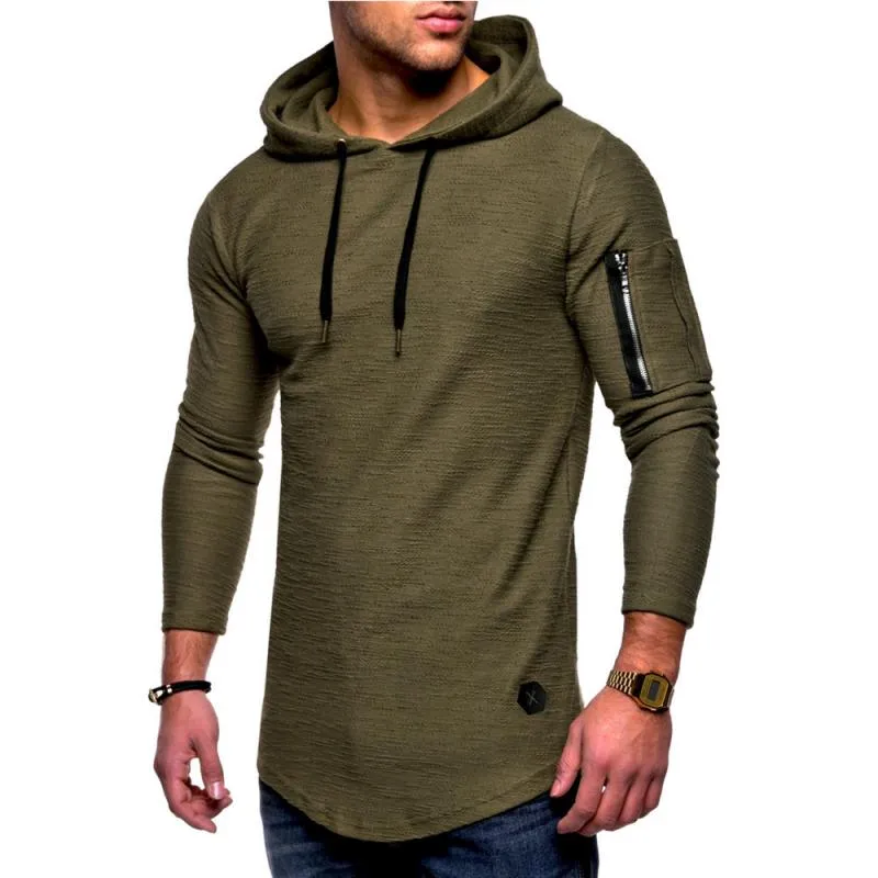 Men's Classic Casual Arm Zipper Solid Color Crew Neck Hooded Long Sleeve T-Shirt 86433370K sold by Manly product image thumbnail 2
