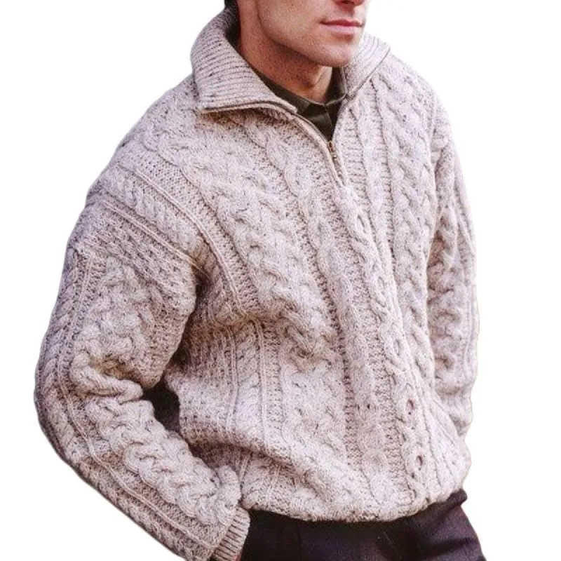 Men's Vintage Half Zip Jacquard Pullover Sweater 50238975U sold by Manly