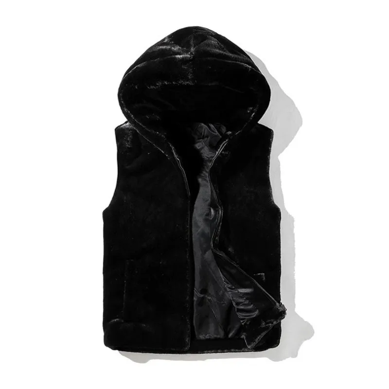 Men's Faux Mink Hooded Vest 38958877U sold by Manly