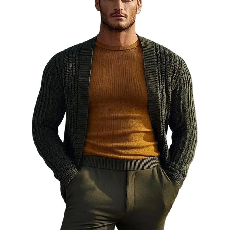 Men's Army Green Knit Cardigan 07890536U sold by Manly