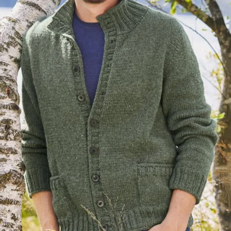 Men's Casual Stand Collar Single Breasted Knit Cardigan 91306429M sold by Manly product image thumbnail 3