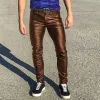 Men's Vintage Skinny Low Waist Leather Pants 31698206M sold by Manly