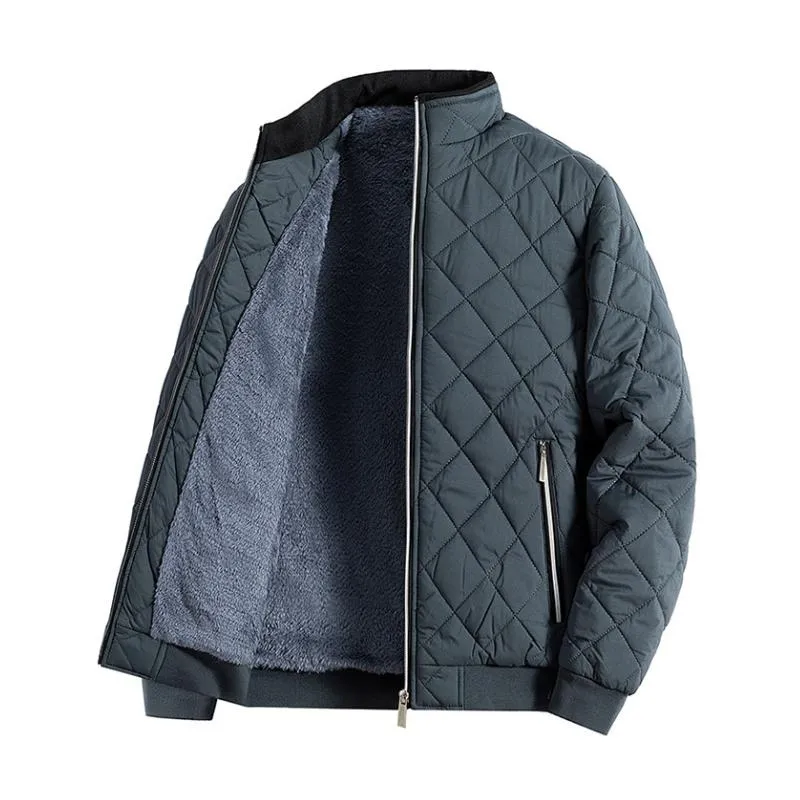 Men's Casual Stand-up Collar Zipper Fleece Warm Quilted Baseball Jacket 57998235M sold by Manly product image thumbnail 3