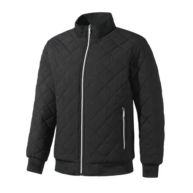 Men's Casual Stand-up Collar Zipper Fleece Warm Quilted Baseball Jacket 57998235M sold by Manly product image thumbnail 4