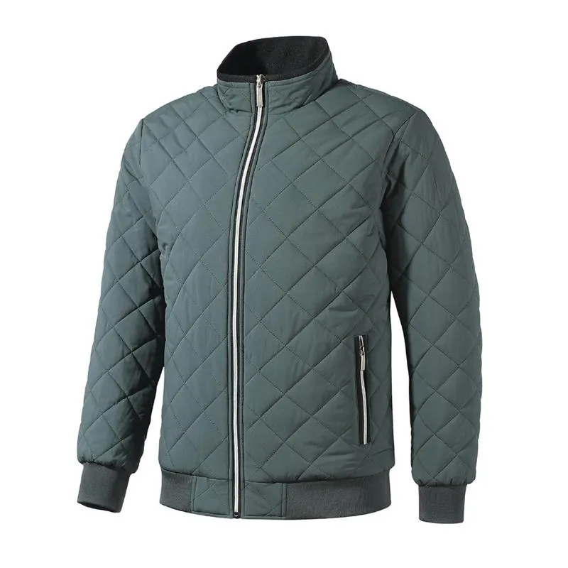 Men's Casual Stand-up Collar Zipper Fleece Warm Quilted Baseball Jacket 57998235M sold by Manly
