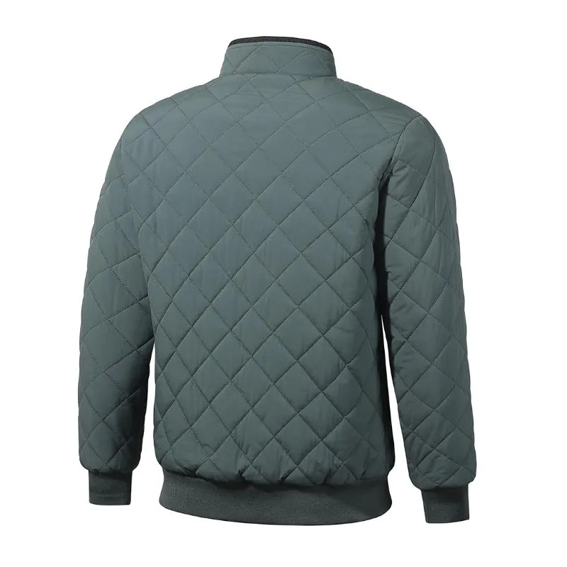 Men's Casual Stand-up Collar Zipper Fleece Warm Quilted Baseball Jacket 57998235M sold by Manly product image thumbnail 2