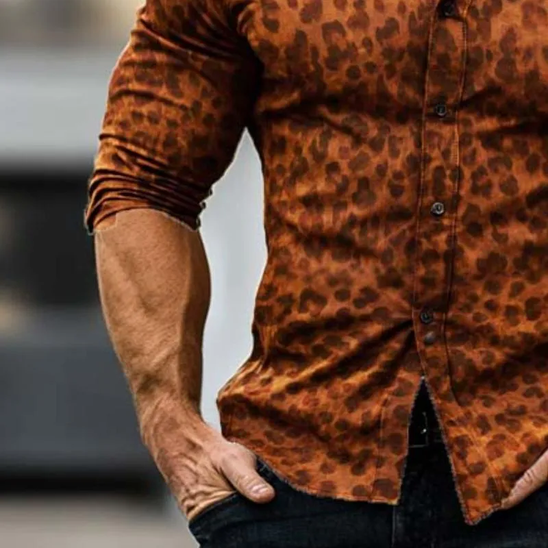 Men's Classic Casual Leopard Print Slim Fit Long Sleeve Shirt 11597594K sold by Manly product image thumbnail 4