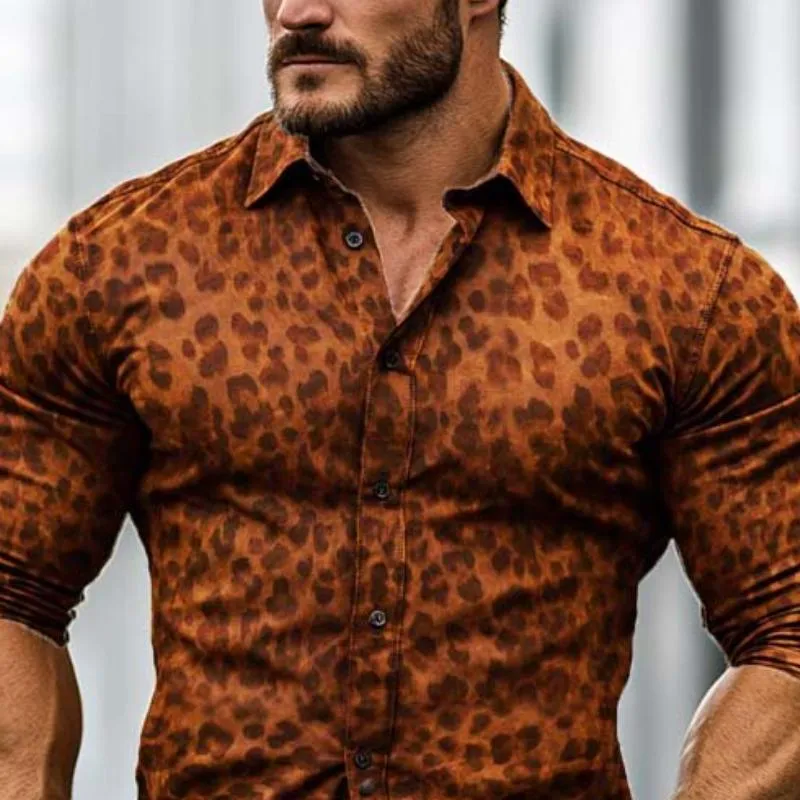 Men's Classic Casual Leopard Print Slim Fit Long Sleeve Shirt 11597594K sold by Manly product image thumbnail 3