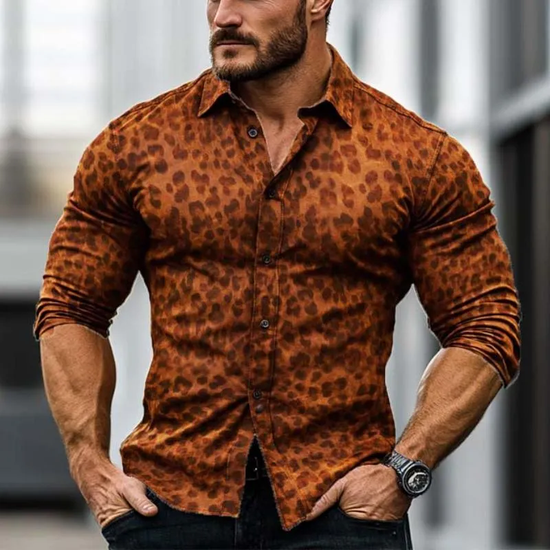 Men's Classic Casual Leopard Print Slim Fit Long Sleeve Shirt 11597594K sold by Manly product image thumbnail 2