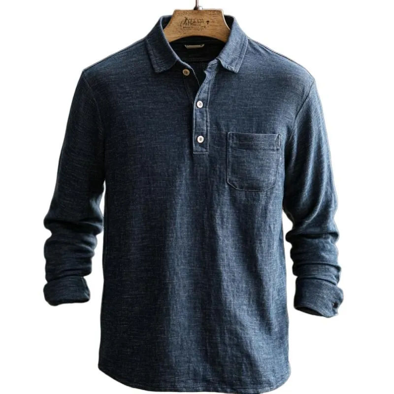 Men's Classic Retro Casual Slim Fit Cotton And Linen Polo Shirt 10007021K sold by Manly