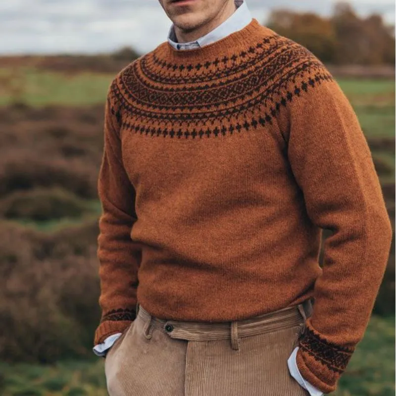 Men's Classic Retro Casual Stitching Crew Neck Sweater 24985099K sold by Manly product image thumbnail 2