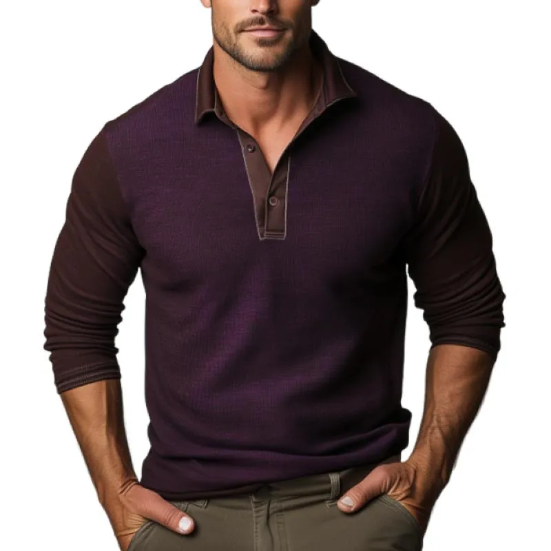 Men's Casual Long Sleeve Ribbed Knit Polo Shirt 94274949F sold by Manly