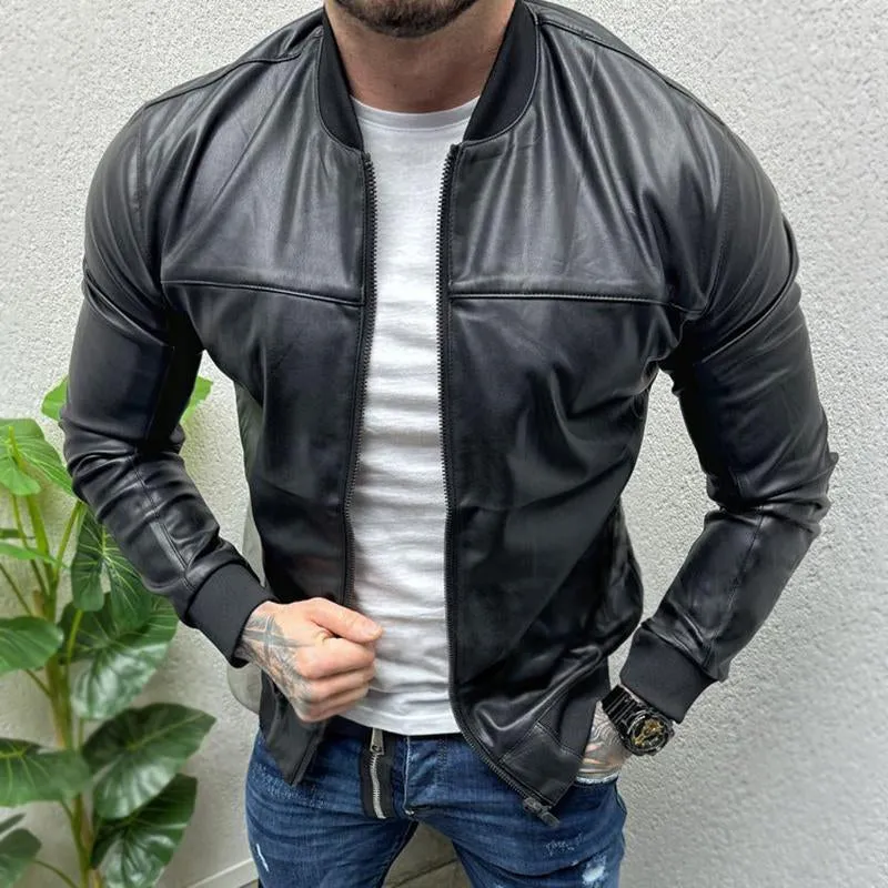 Men's Vintage Casual Leather Zipper Jacket 42467608TO sold by Manly product image thumbnail 2