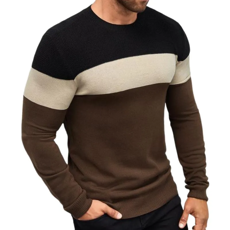 Men's Retro Casual Colorblock Crewneck Sweater 50784291TO sold by Manly