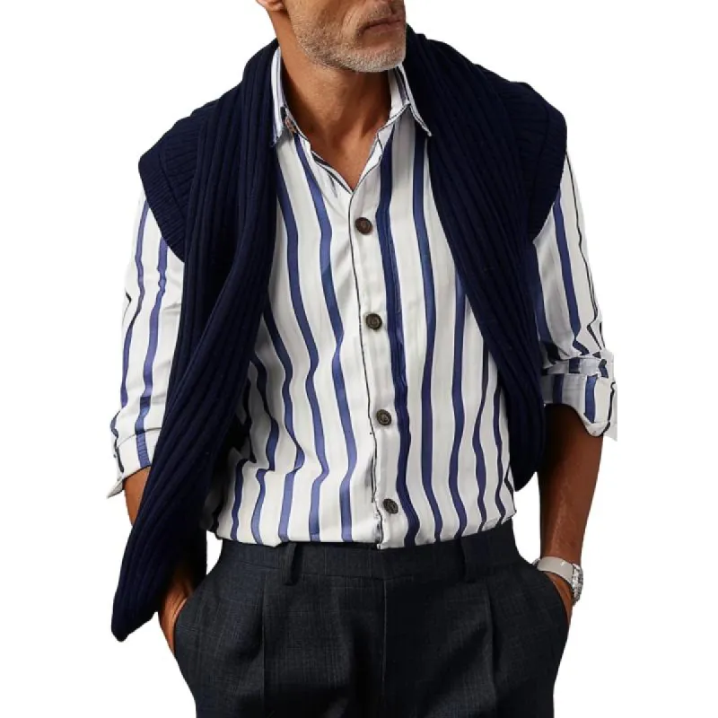 Men's Striped Casual Long Sleeve Shirt 94706142Y sold by Manly