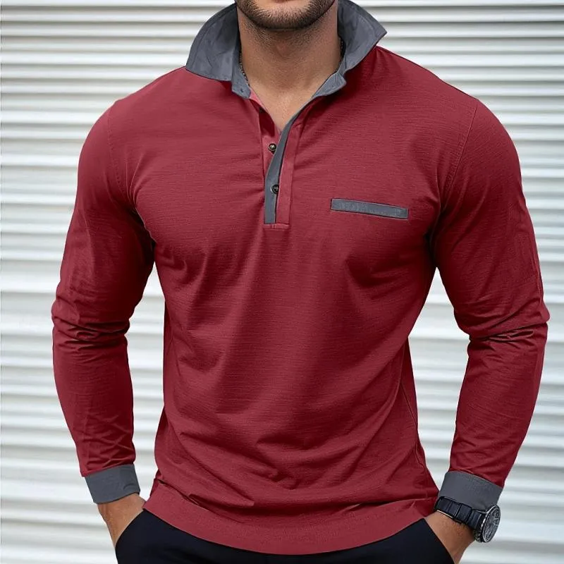 Men's Colorblock Long Sleeve Lapel Polo Shirt 90971168Y sold by Manly product image thumbnail 3