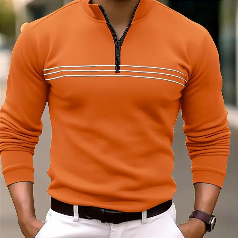 Men's Striped Zip-Up Collar Long Sleeve Polo Shirt 20293590Y sold by Manly product image thumbnail 4