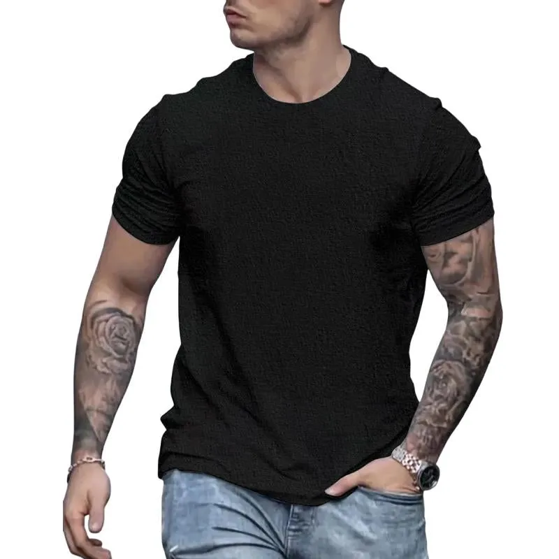 Men's Round Neck Solid Color Casual Short-sleeved T-shirt 96990283X sold by Manly product image thumbnail 3