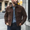 Men's Brown Suede Button Jacket 78056690U sold by Manly