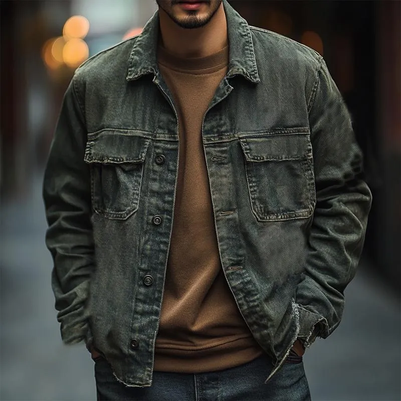 Men's Washed Distressed Denim Jacket 54936841U sold by Manly product image thumbnail 2