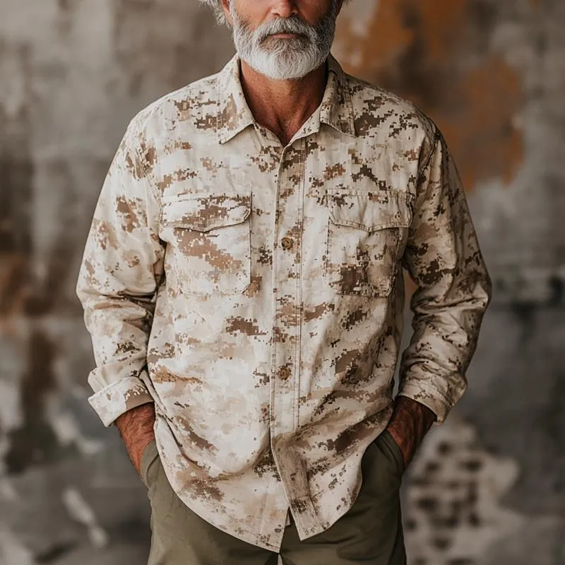 Men's Khaki Camouflage Print Long Sleeve Shirt 37501233U sold by Manly product image thumbnail 2