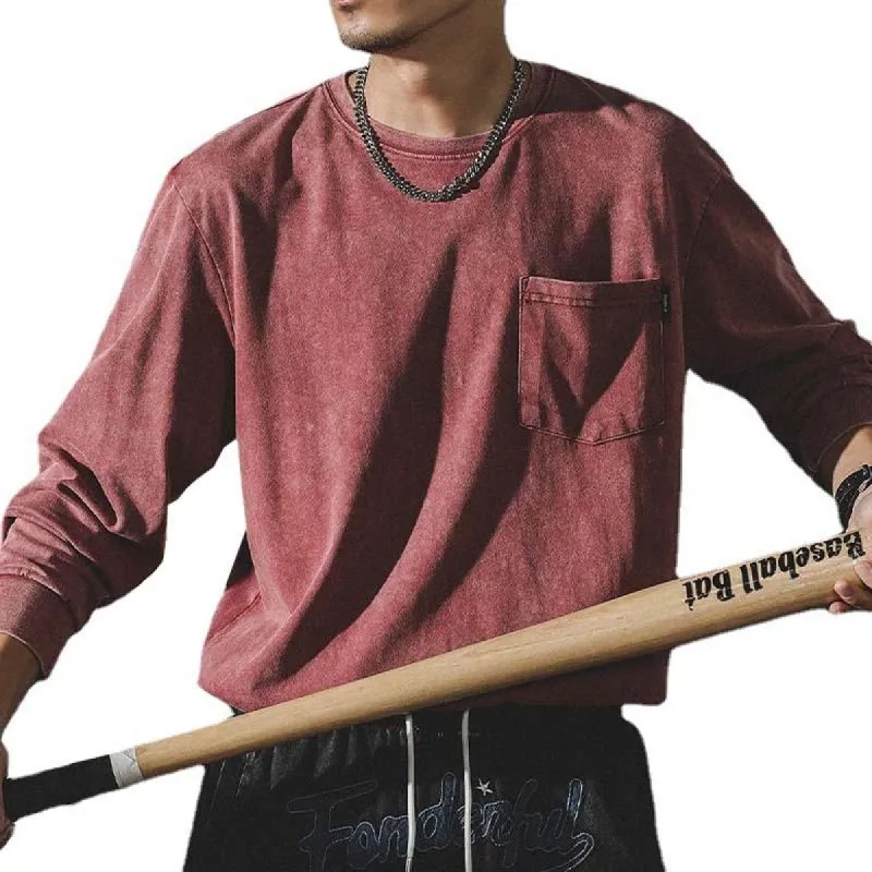 Men's Classic American Retro Cotton Long Sleeve T-Shirt 37627702K sold by Manly