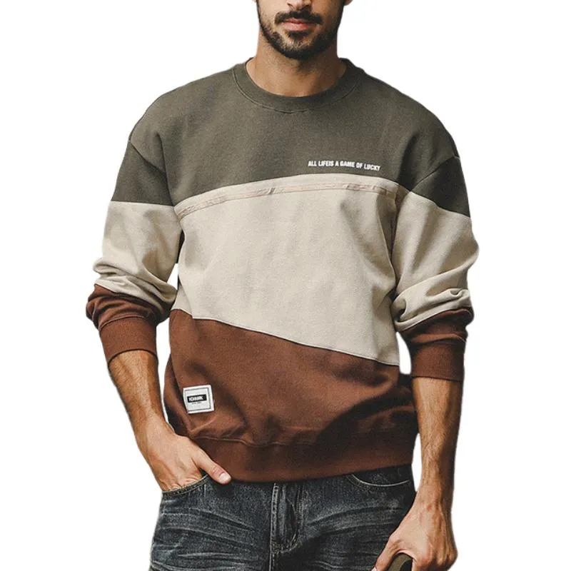 Men's Classic Retro American Style Colorblock Crew Neck Sweatshirt 51428871K sold by Manly