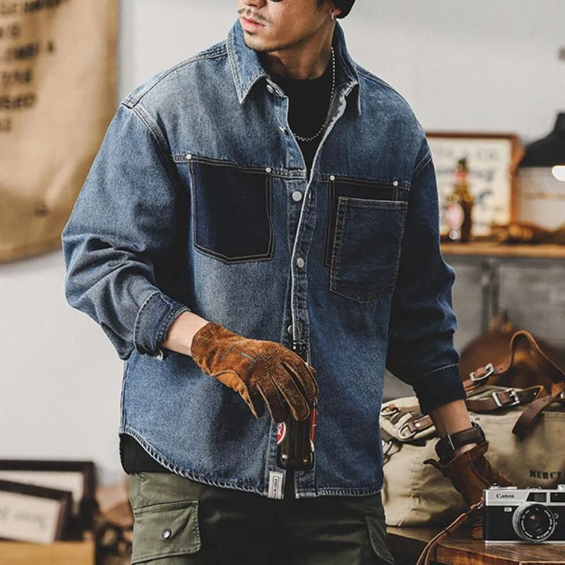 Men's Classic Vintage Casual Shirt-Style Workwear Denim Jacket 03251527K sold by Manly product image thumbnail 2