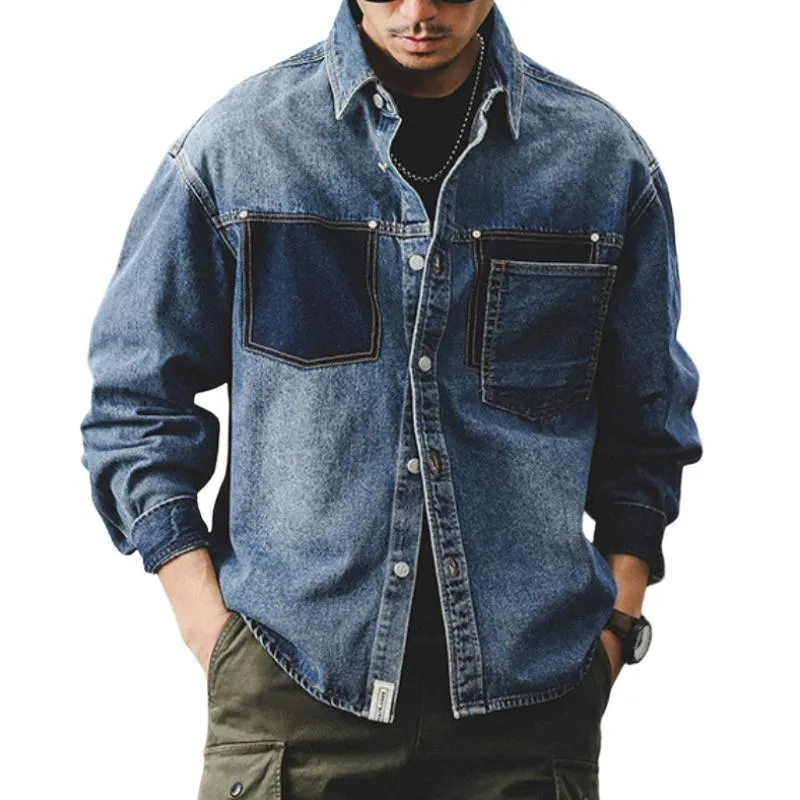 Men's Classic Vintage Casual Shirt-Style Workwear Denim Jacket 03251527K sold by Manly