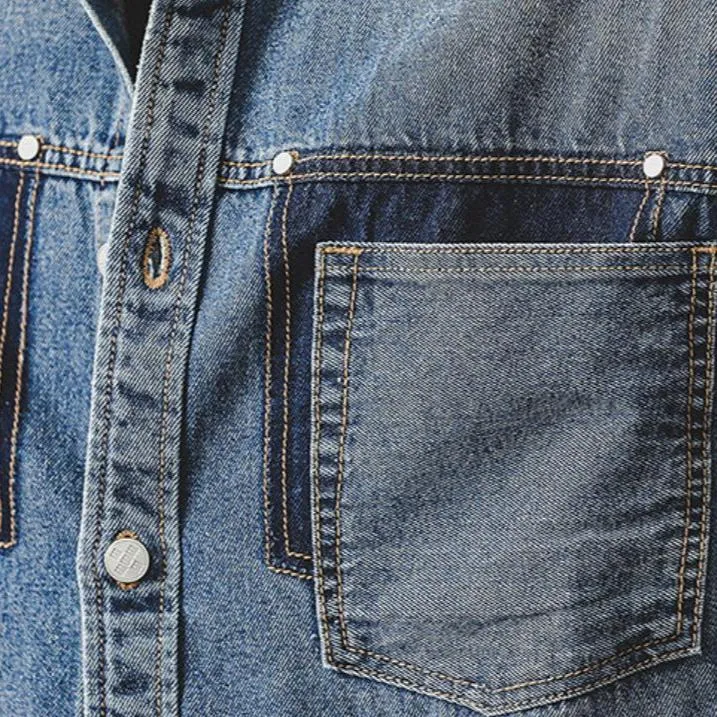 Men's Classic Vintage Casual Shirt-Style Workwear Denim Jacket 03251527K sold by Manly product image thumbnail 4