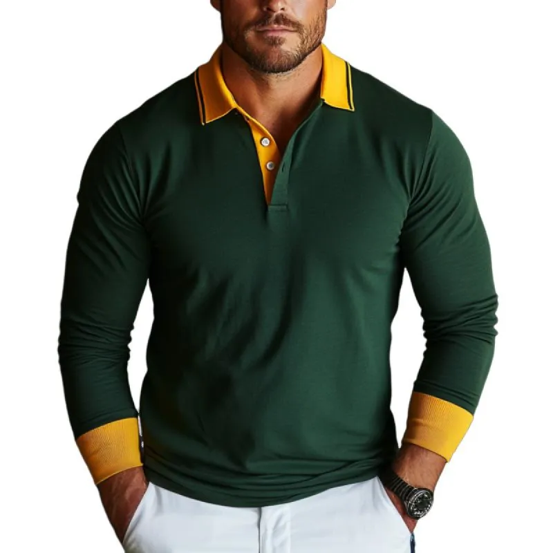 Men's Dark Green Long Sleeve Polo Shirt 10975158F sold by Manly