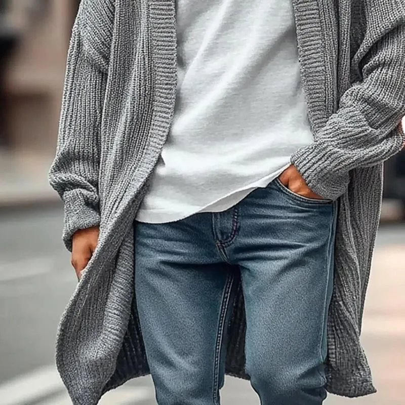 Men's Casual Solid Color Loose Knit Cardigan 80600283X sold by Manly product image thumbnail 3
