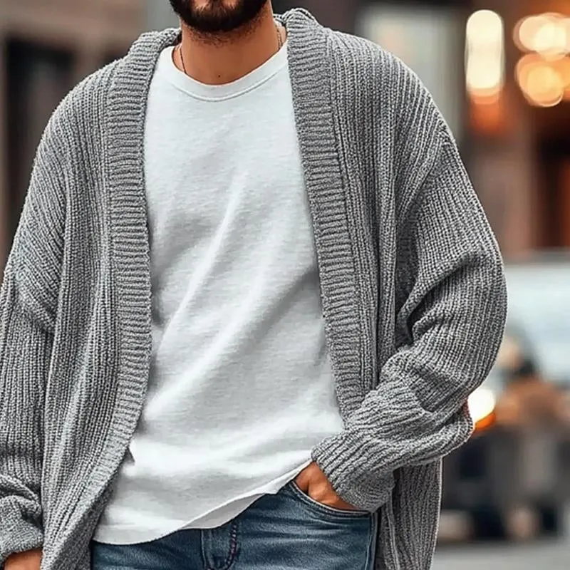 Men's Casual Solid Color Loose Knit Cardigan 80600283X sold by Manly product image thumbnail 2